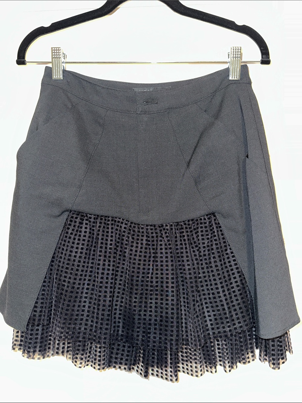 Marissa Webb Black Mini Skirt with Textured Ruffle Hem